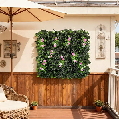 Dense Flowering Ivy Privacy Screen- Realistic Faux Foliage on Expandable Willow Fence for Outdoor, Patio, Balcony Cover & Decorative Shade Panel, UV Protected