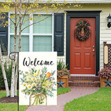 Spring Welcome Garden Flag Watercolor Wildflower Bouquet Mason Jar Floral Yard Flags Springtime Home Seasonal Bright Daisy Tulip Rustic Farmhouse House Banner Front Porch Outdoor 12×18 Inch