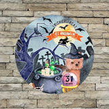 Retro Metal Sign 12"x12",Happy Halloween Scary Night Grave Witch Bats Trick Or Treat Dog Aluminum Tin Metal Sign for Home Living Room Bedroom Garden Farm Patio Decor Wall Art Poster