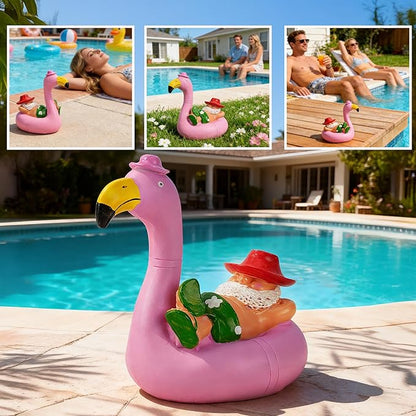 Teaeeno Flamingo Figurines, Resin Bird Sculpture, Mini Flamingo Ornaments for Coastal Home Wedding Decor, Housewarming Flamingo Gifts for Lady, Tropical Holiday Decor on Desk