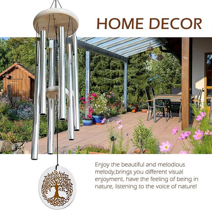 Wind Chimes Tree of Life for Loss of Loved One,33" Memorial Windchimes for Clearance,Sympathy Gift,Housewarming Gift,Listen to The Wind Chimes for Garden,Patio Decoration(Silver)