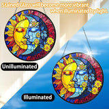 Stained Glass Moon and Sun Suncatcher with Hook and Chain, Handmade Window Hanging for Home and Garden, for Christmas, Party, Wedding, Birthday