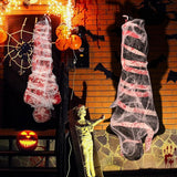 2 Sets Halloween Hanging Cocoon Corpse, 64'' Bloody Inflatable Cocoon Outdoor Decoration Set with Bandage, Scary Dead Body Prop Decor for Outdoor Halloween Party House Yard (Black,Red)