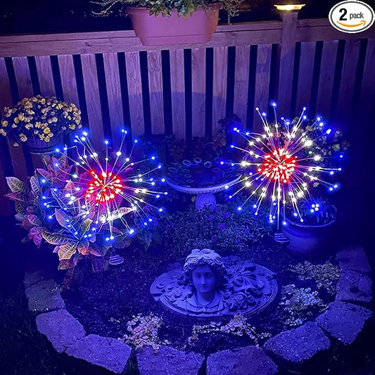 Anordsem Solar Garden Lights Outdoor: Bendable Copper Wire with 120 LED Firework Beads - Red Waterproof DIY Fairy Decorations for Yard Patio Path - Gifts for Women Mom Homeowners