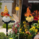 Fall Solar Gnome Garden Lights, Outdoor Gnome Statue with Sunflowers & Bird, Solar Powered Fairy Garden Lights Fall Gnomes Decorations for Home Outside Yard Lawn Patio Gnomes Gifts (Yellow)
