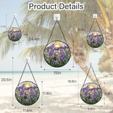 Stained Glass Window Hanging - Purple Lavender Suncatcher for Door Terrace Garden Home Decor Plant Flowers Landscape Sun Catcher Birthday Gifts for Lovers Women Men Dad Mom Nana 11.8 in