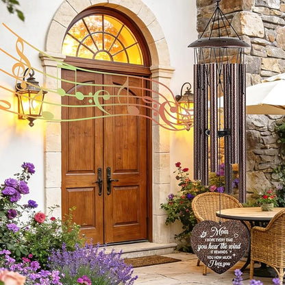 Wind Chimes for Outside, Gifts for Mom Birthday - 25.5" Memorial Sympathy Wind Chime with Gift Box & Greeting Card Garden Patio Decor, Unique from Daughter Son