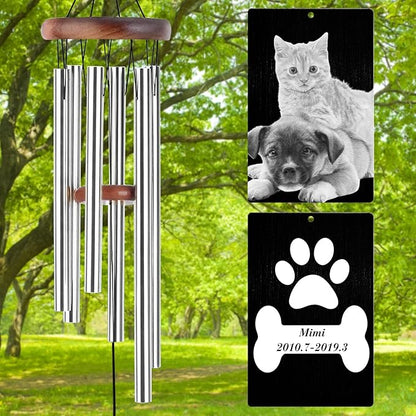 Personalized Wind Chimes Memorial Engraved Gift,Custom Sympathy Wind Chime for Loss of Loved One,Customized Mother Father Dog Pet Family Remembrance Bereavement Gifts