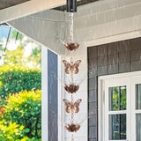 8.8ft Rain Chain for Gutters Downspouts Outside,Butterfly Rain Chain Cups with 12 Copper Chain Adjustable Lotus Rain Catcher Chain Functional and Decorative Replacement for Gutter Downspouts