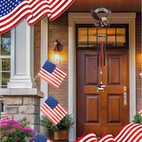 CoTa Global Welcome Eagle USA Flag Wind Chime - Handmade Metal Hanging Decor, Patriotic Garden Ornament with Red, White and Blue Tubes, Indoor Outdoor Porch Patio Yard Decoration - 34 Inches