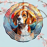Beagle Dog Wind Spinners Outdoor Dog Memorial Gifts, 3D Metal Kinetic Hanging Garden Wind Spinner, Spinner Decor, Wind Sculptures for Outdoor & Indoor, Window, Yard Decor (Beagle 2)