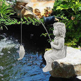 Nacome Gifts for Garden Home Mon Grandma The Little Fishergirl GardenHome Decor Statue,Fisherman Figurine Sculpture,OutdoorIndoor,Desk,Pool Pond Ornament
