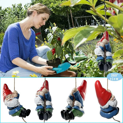 TIANCENTRAL H Hanging Garden Gnome Statue Decoration Gnomes Garden Statue Figurine Ornament Outdoor Statue Decor for Outside Patio Yard Lawn