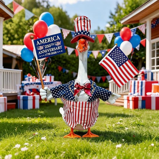 4th of July Porch Goose Outfits, Patriotic Porch Goose Outfits for 23 Inch Lawn Statue, Memorial Day 250th Years Anniversary USA Sculpture Clothes for Garden&Outdoor Patio Party Decoration