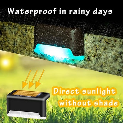K.E.J. 16pcs Solar Lights Outdoor Waterproof Color Changing - Solar-Powered Yard Pathway Lighting LED Step Lights for Stairs, Fence, Driveway, Backyard, Garden & Patio Decor
