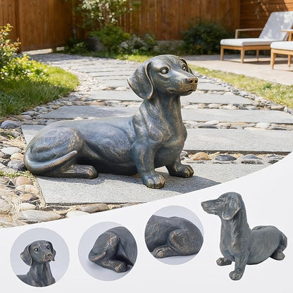 Dachshund Decor Garden Outdoor Statue – 14Inch Hand-Painted Dog Statue for Yard Décor Collectible Dachshund Figurine for Dog Lovers and Dachshund Owners 14 * 7.6 * 10.8 Inch