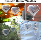 Wind Spinners, 2 Pack 10in 3D Stainless Steel Outdoor Hanging Wind Spinner with 2X Heart-Like Pendant and 3X 360° Rotating Hook, Reflective Decor for Outside Yard and Garden (2 Pack) (Heart-Like)