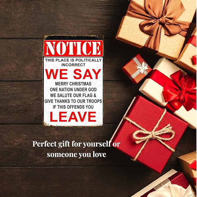 Funny No Soliciting Sign, Metal Warning Tin Signs, Notice We Say Leave, Yard Sign Garage Farm Garden Wall Decor Sign Plaque Outdoor for Home Fence 8 X 12 Inches