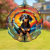 Dachshund Dog Wind Spinners Outdoor Dog Memorial Gifts, 3D Metal Kinetic Hanging Garden Wind Spinner, Spinner Decor, Wind Sculptures for Outdoor & Indoor, Window, Yard Decor (Dachshund 2)