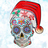 FONMY Santa Sugar Skull Wind Spinner Kinetic 3D Metal Garden Wind Sculpture Unique Gifts Christmas Decorations Quality Hanging Ornament for Home and Garden Indoor/Outdoor 12inch Mandala Wind Spinners