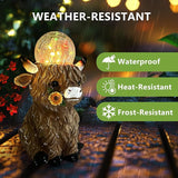 HONGLAND Solar Highland Cow Outdoor Garden Statues, Outside Decor with Color Changing Lights for Yard Lawn Ornaments Porch Patio Balcony Home Farmhouse, Birthday Gifts for Grandma Mom Women
