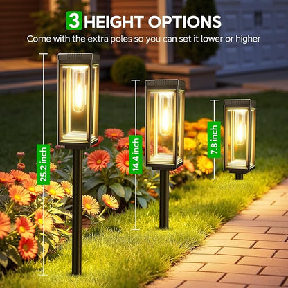 WdtPro Bright Solar Pathway Lights Outdoor, 4 Pack Solar Powered Garden Lights Waterproof, Auto On/Off Outdoor Lighting for Lawn Patio Walkway Driveway Path Yard Decor