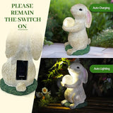 Solar Rabbit Garden Statue Outdoor Decor, Bunny Figurines with Solar Lights, Yard Decorations for Patio Balcony Yard Lawn Ornament - Unique Birthday Easter Housewarming Gifts for Women, Mom, Grandma