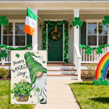 Heyfibro Happy St. Patrick's Day Gnome Garden Flag 12x18 Double Sided Burlap, Shamrock Basket Yard Flag for Spring Seasonal Irish Holiday Farmhouse Yard Outdoor Decor(ONLY FLAG)