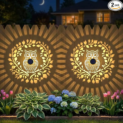 Gardsee Solar Fence Lights Outdoor 2 Pack Deck Step Wall Lights Butterfly Metal Waterproof LED Warm Yellow Light for Garden Post Patio Backyard Yard Decor (Black 7)