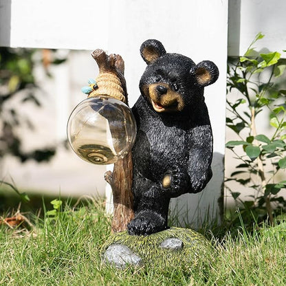 Suyorpe Garden Statues Bear Decor Light,Solar Bear Statue Ourdoor Statue,Animal Garden Decor,Funny Figurine Decor,Outdoor Decor for Patio,Porch,Balcony,Yard,Lawn