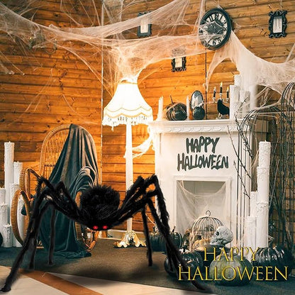 6.6FT Halloween Giant Spider Decorations, Scary Large Spiders Outside Realistic Fake Hairy Spider Props for Halloween Decorations Indoor and Outdoor Yard Party Garden Lawn Creepy Decor (1 Pack)