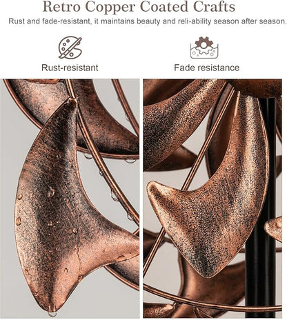 Wind Spinners Outdoor Garden Decor - W13xH63 Copper Metal Yard Art Wind Sculptures & Spinners, Vintage Kinetic Windmill for Yard Patio Lawn Decor, Retro Gardening Gifts for Women