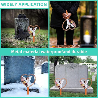 Lodou Graves Cemetery Decorations,Cardinals Memorial Grave Markers for Cemetery Memorial Stakes Metal Grave Decorations,Outdoor Outside Yard Garden (Angel)