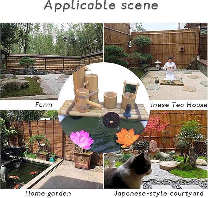 Garden Water Feature Water Features for The Garden Bird Bath Water Feature Pump Bamboo Fountains and Water Feature Gardens Add Luster to Your Or Backyard,Green,4(60Cm/23.6In)