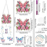 DIY Wind Chime Pendant Spring 3D Diamond Art Painting Hanging Ornament Double Sided Diamond Suncatchers for Window Home Backyard Garden Wall Door Decor-Butterfly02