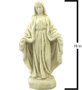 Traditional Virgin Mary Statue: Solid Durable Stone Statue with Distressed Texture. Perfect Home Design & Sealed for Outdoor Use. Handcrafted USA. (Classic/White)