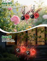 Solar Bees Lights Outdoor, 2026 New Hanging Bee Solar Garden Light,IP44 Waterproof,Outdoor Statues Figurine Lights Decorations for Balcony,Garden,Porch,Courtyard Decoration (Red 2Pcs)