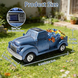 Solar Garden Decor Outdoor Statues Truck with Succulent and 7 LED Lights, Yard Decor for Outside, Yard Art Gardening Gifts for Women Mom Grandma (Blue Truck)