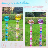 255Pcs Fairy Wand Garden Stake Beads Kits with 225 Large Hole Beads, 12IN Beaded Garden Stakes Kit for Different Holidays, Fairy Garden Accessories Outdoor Kit, Beadable Items (Crystal Ball)