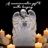 basen Memorial Angel Statue for Grave, Praying Angel Garden Statue with Engraved Message, Resin Cemetery Decoration for Outdoor Yard Lawn, Remembrance Angel Figurine Sympathy Gift