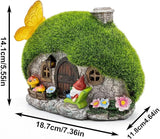 Solar Fairy Garden House Accessories, Outdoor Garden Statues with Butterfly Lights & Gnomes Gardening Gifts for Women, House Sculpture Figurine Outside Garden Decorations for Yard Patio Lawn Decor