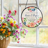 Patio Nana and Papa Gifts Suncatchers Stained Glass Window Hanging, Grandparents Gifts from Grandkids Sun Catchers Indoor Window, Grandma and Grandpa Gift, 7.9x7.9in