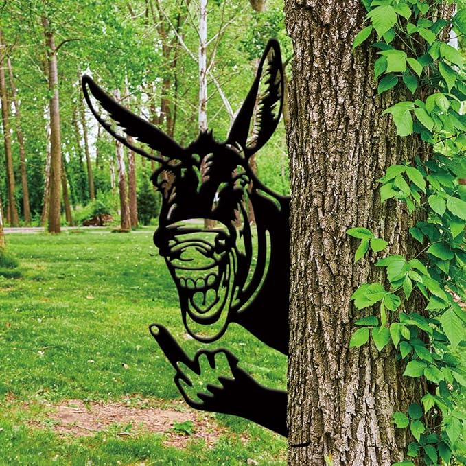 SUPERDANT 4PCS Metal Funny Donkey Garden Decor for Outside Animal Yard Stakes for Decorations Outdoor Statues Iron Art Stake Decorative Silhouette Lawn Ornament Patio Porch Farmhouse Decoration Gifts