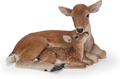 Cuddling Mother and Baby Deer Garden Statue