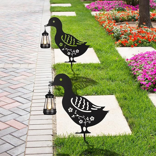 2Pack Solar Outdoor Garden Lights Stakes Solar Metal Flower Duck Lawn Deco Statue Patio, Outdoor Decor, Garden Decorations, Lawn Ornaments