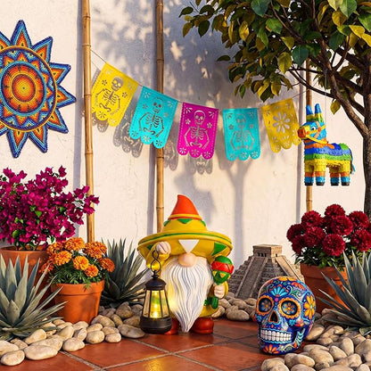 Capoda 8" Cinco de Mayo Decorations Gnomes Figurine with Solar Lights Mexican Gnomes Figures for Fiesta Table Centerpiece Taco Tuesday Outdoor Garden Resin Carnival Cinco de Mayo Statue Decor(Mexican)