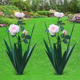 Homight Large Tequila Rustic Sculpture, Home Decor Hand Painted Metal Agave Garden Yard Statue, Outdoor Lawn Ornaments (2 Big Flowers)