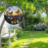 Stained Glass Window Hanging, 8 in Butterfly Sun Catchers, Diamond Glass Panel Landscape Suncatcher for Home Decor - Gift for Women Mother's Day Christmas