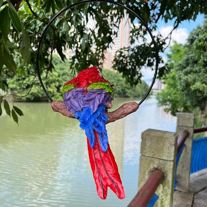 Resin Parrot Statue, Hanging Parrot Sculpture for Home Decor Garden Patio Decor Ornament, Gift
