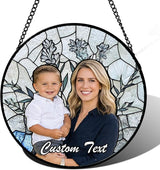 Personalized Custom Photo Faux Stained Glass Window Hanging - Mother Memorial Gifts Customized Ornaments Christmas Birthday Mother's Day for Lovers Women Men Dad Mom Nana Grandma